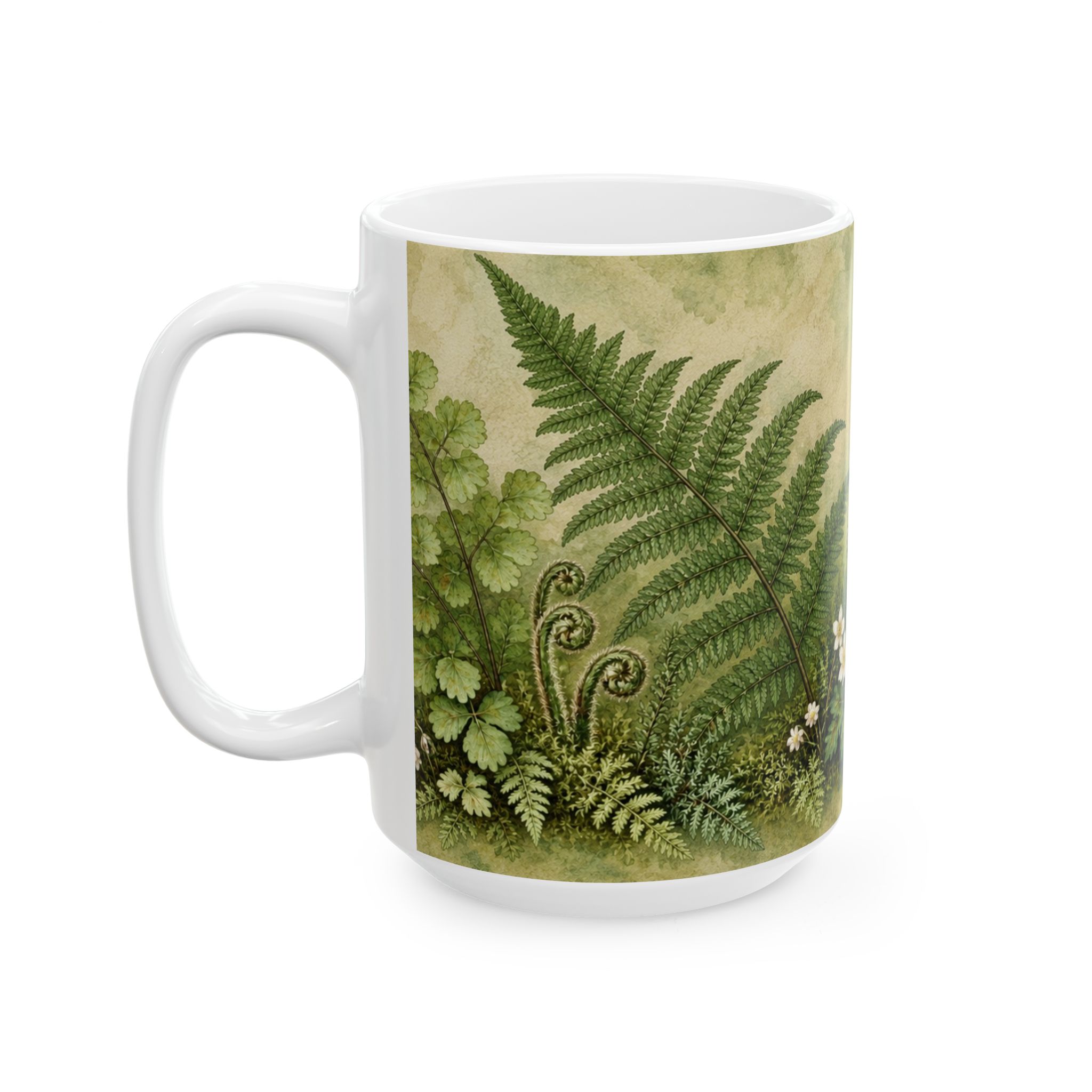 Botanical fern mug with layered woodland greenery — view 7