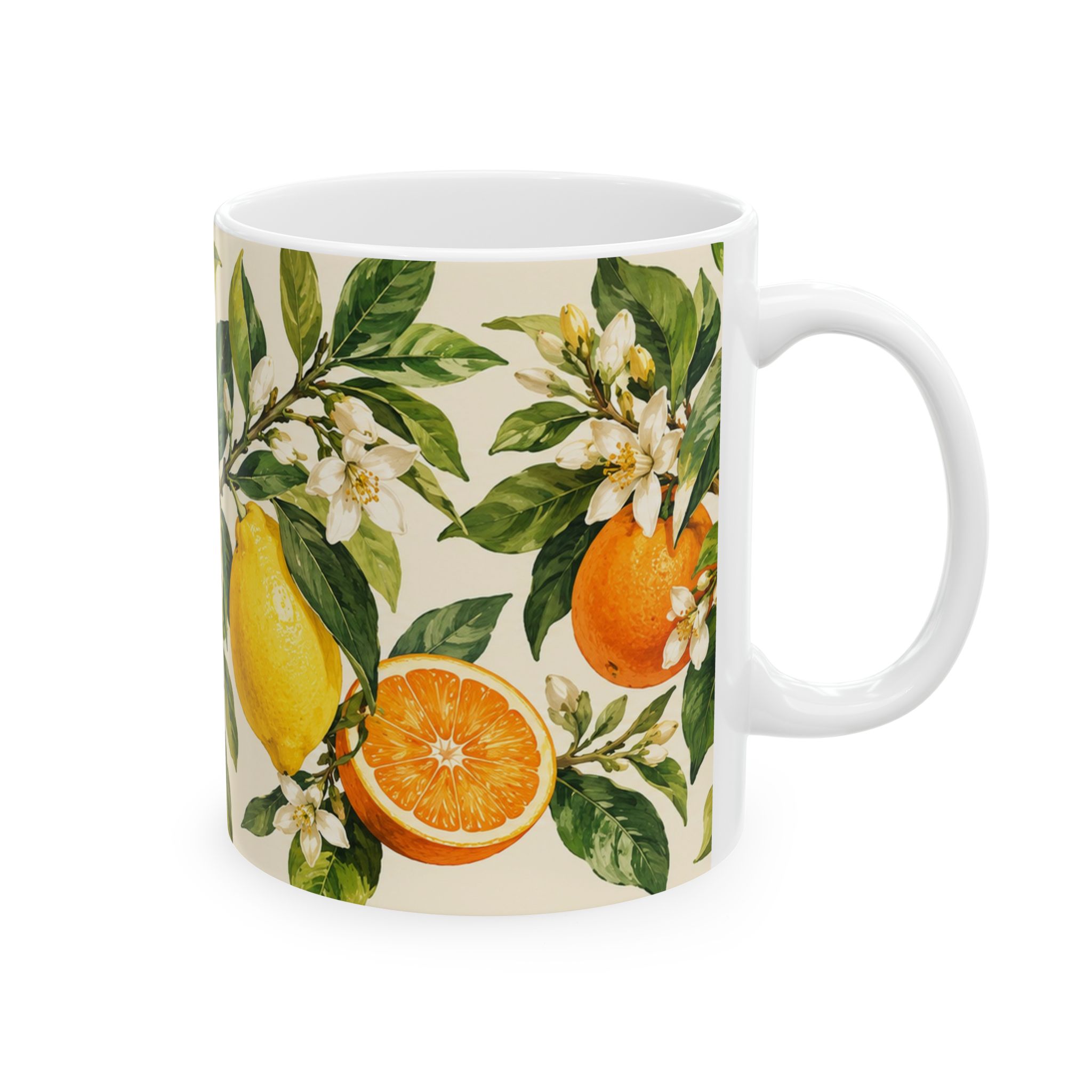 Lemon and orange citrus blossom botanical mug — view 4