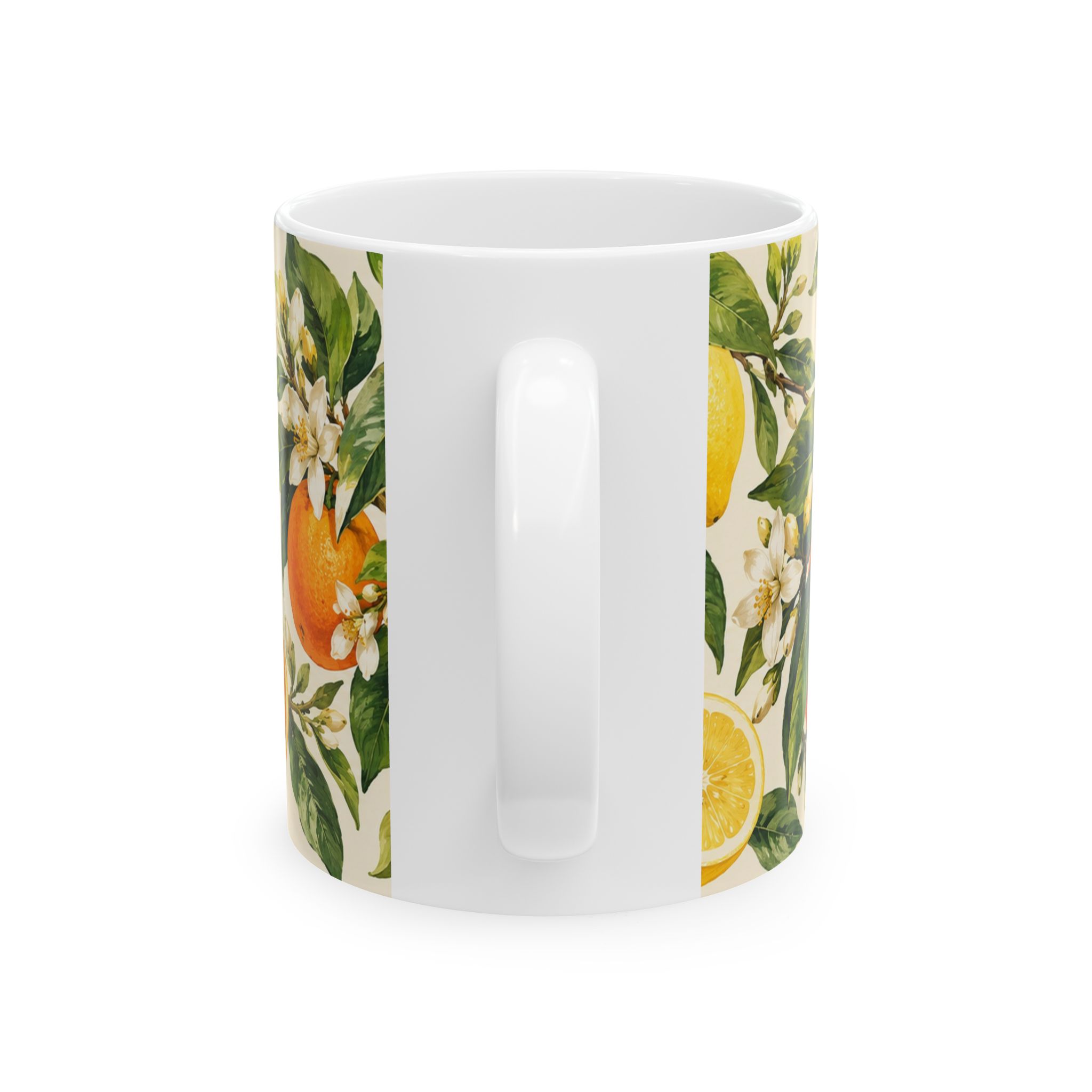 Lemon and orange citrus blossom botanical mug — view 2