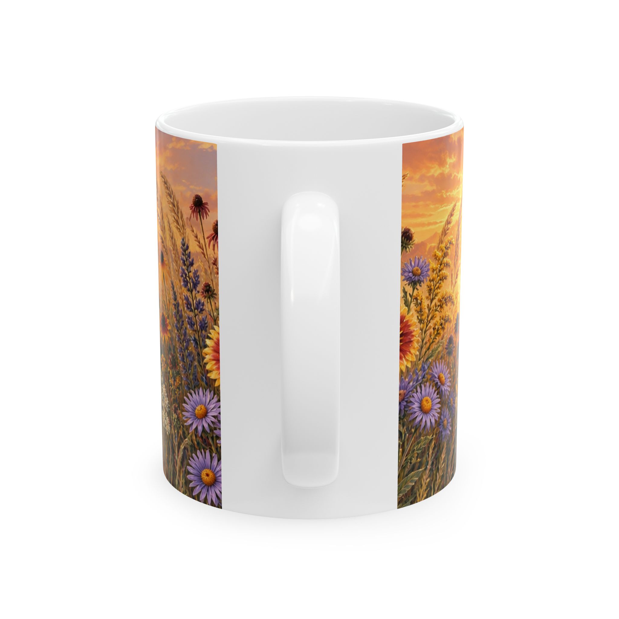 Prairie wildflower mug with black-eyed Susans, asters and grasses — view 2