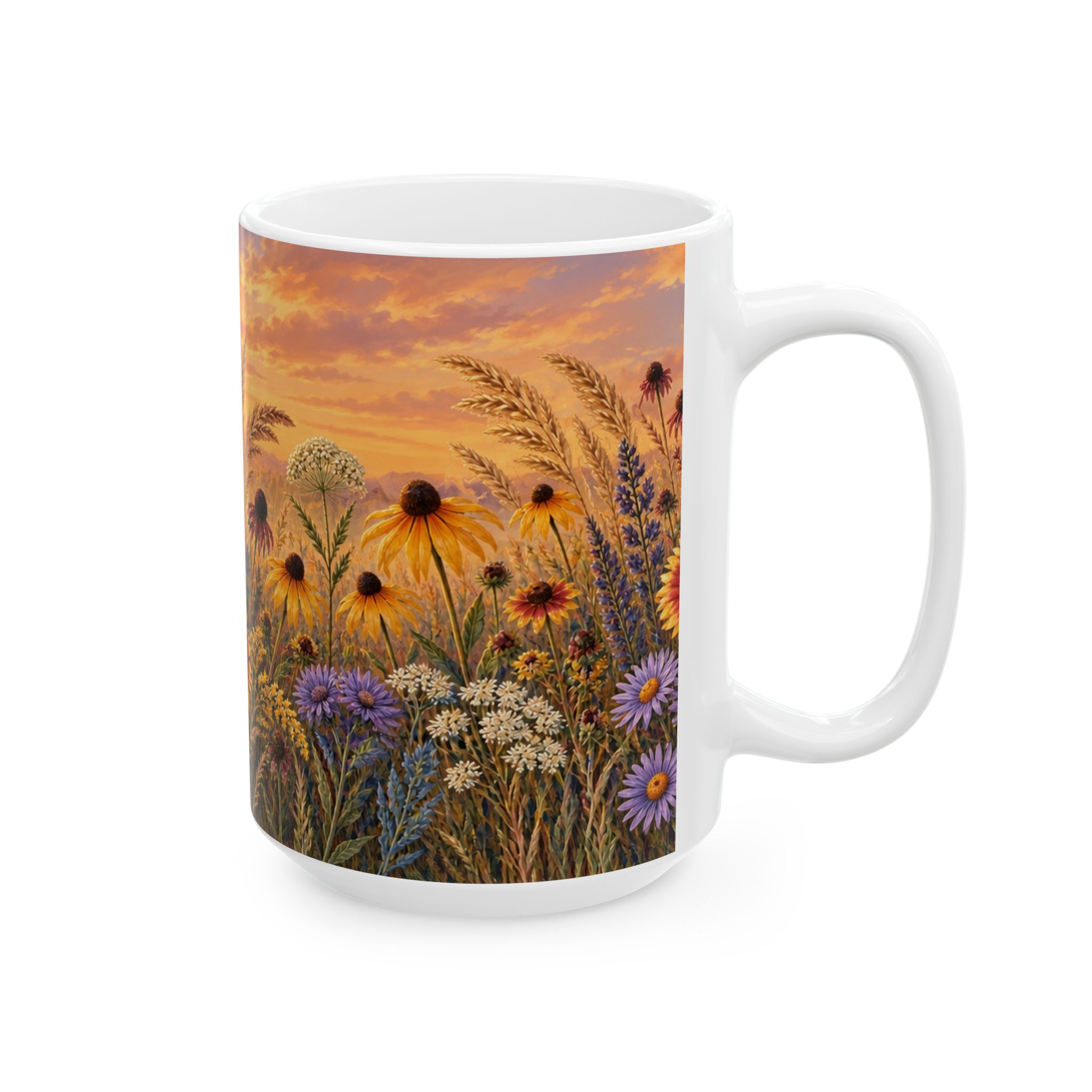 Prairie wildflower mug with black-eyed Susans, asters and grasses — view 8