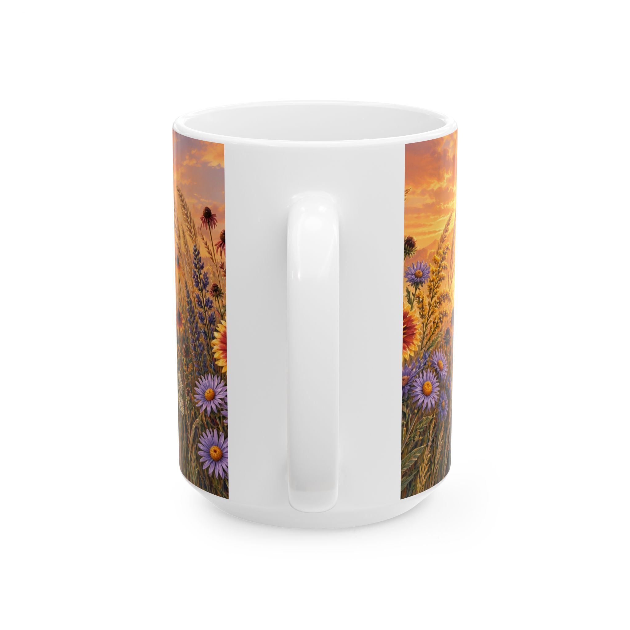 Prairie wildflower mug with black-eyed Susans, asters and grasses — view 6