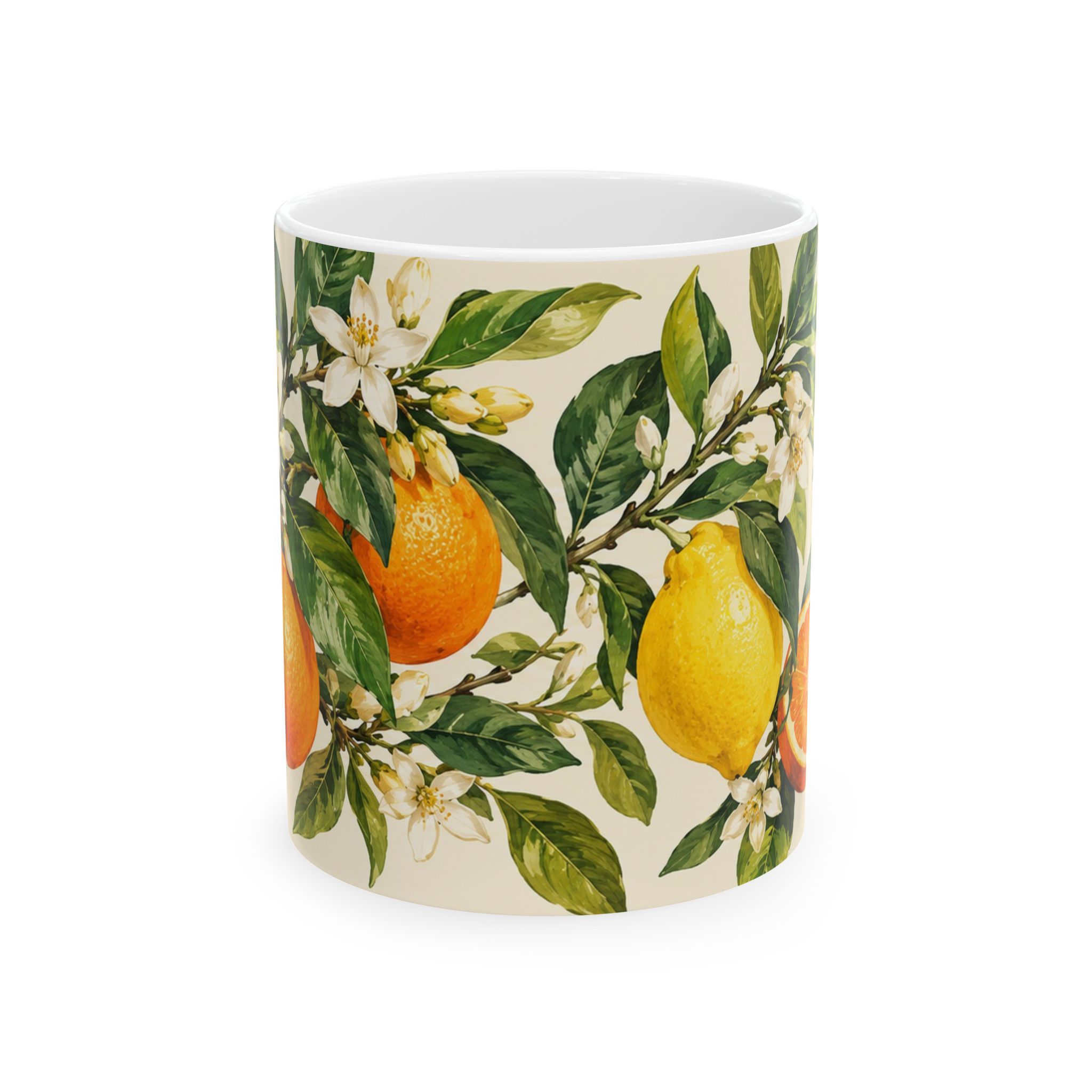 Lemon and orange citrus blossom botanical mug