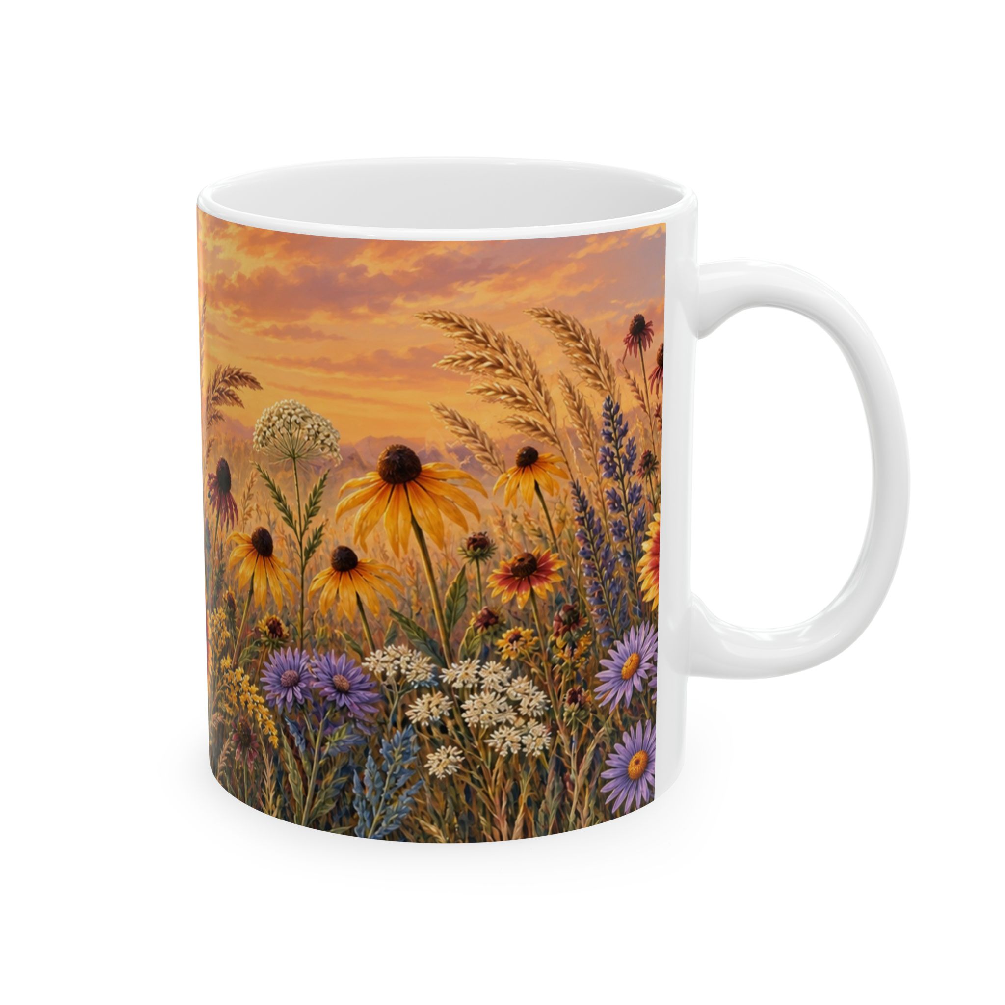Prairie wildflower mug with black-eyed Susans, asters and grasses — view 4