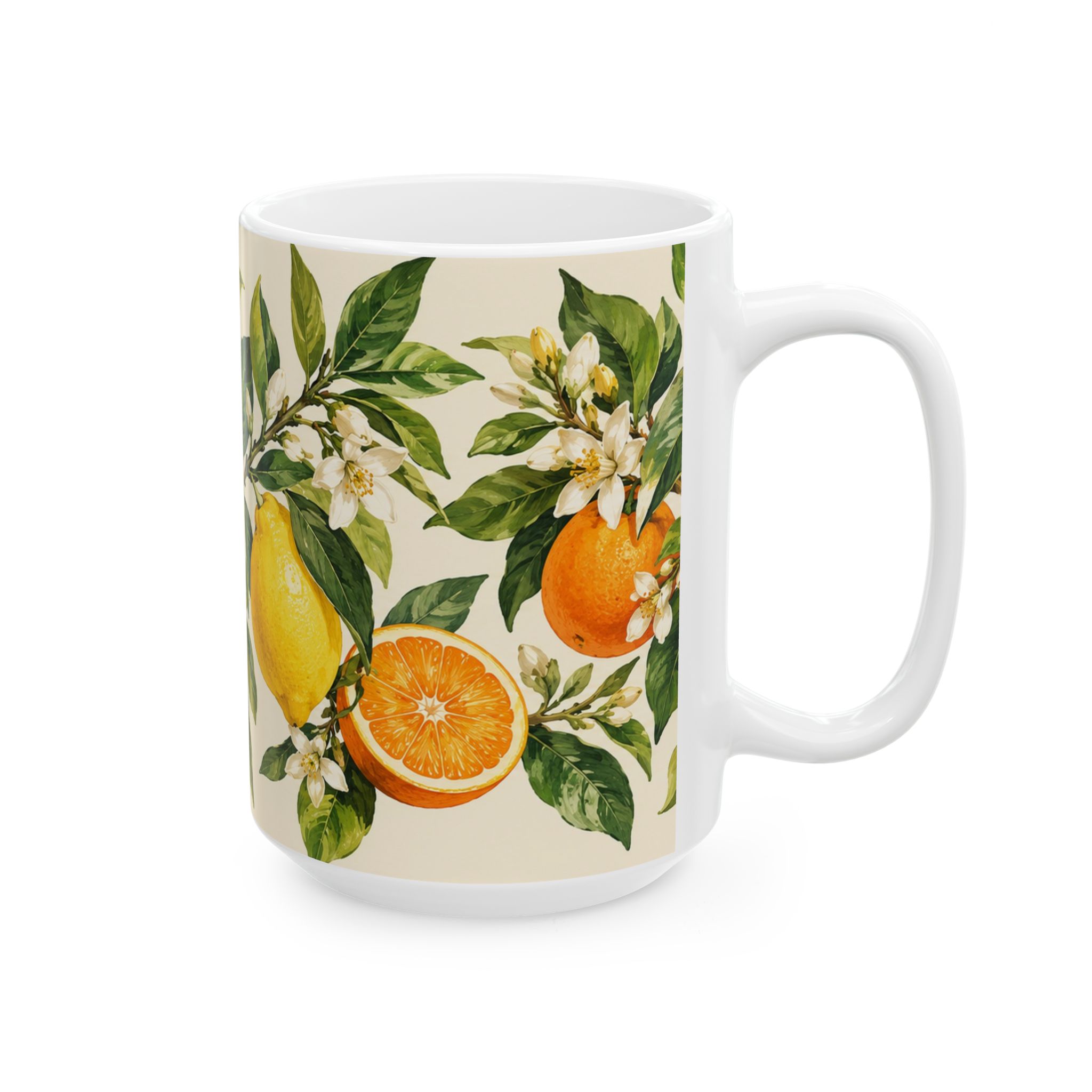Lemon and orange citrus blossom botanical mug — view 8