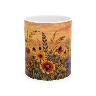 Prairie wildflower mug with black-eyed Susans, asters and grasses