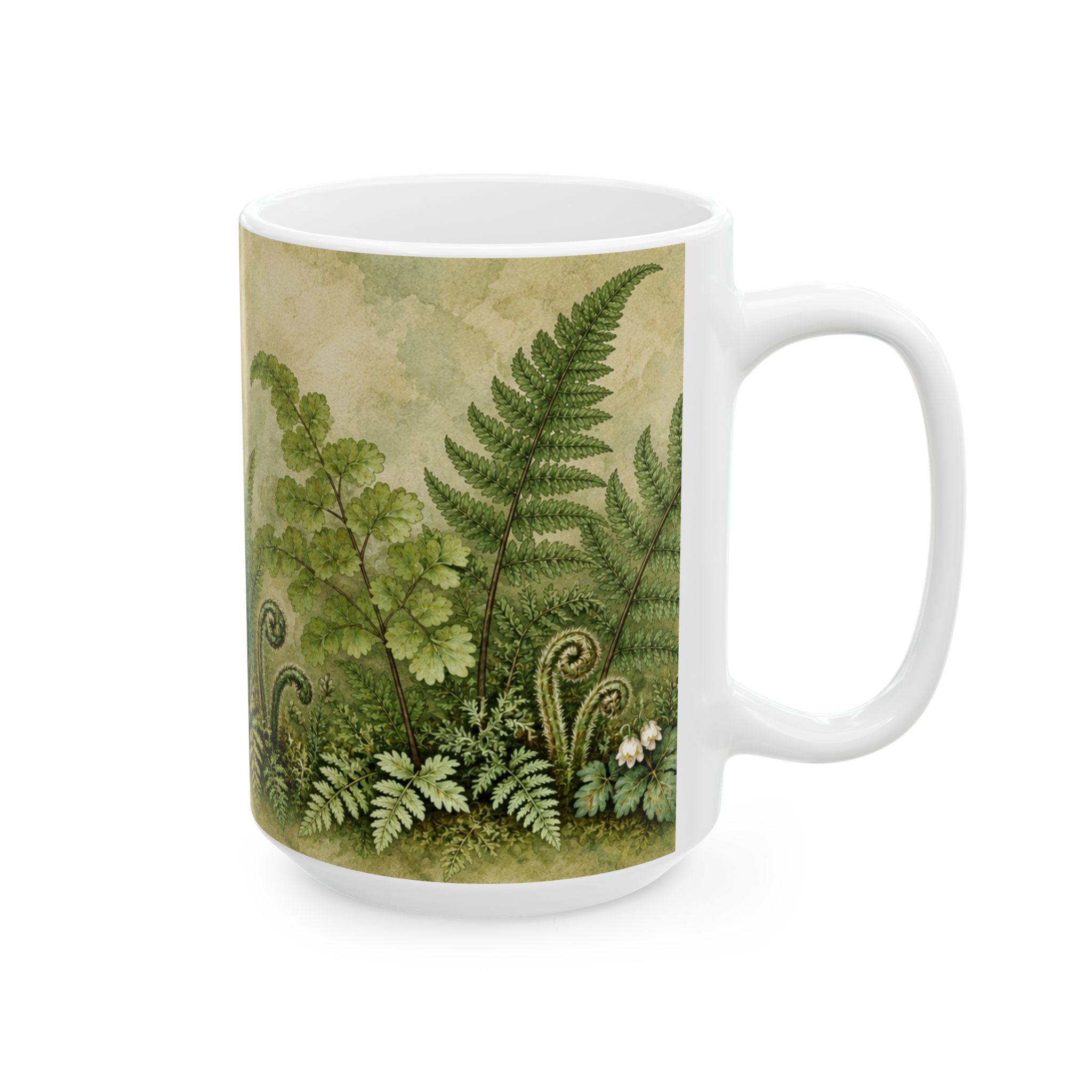 Botanical fern mug with layered woodland greenery — view 8