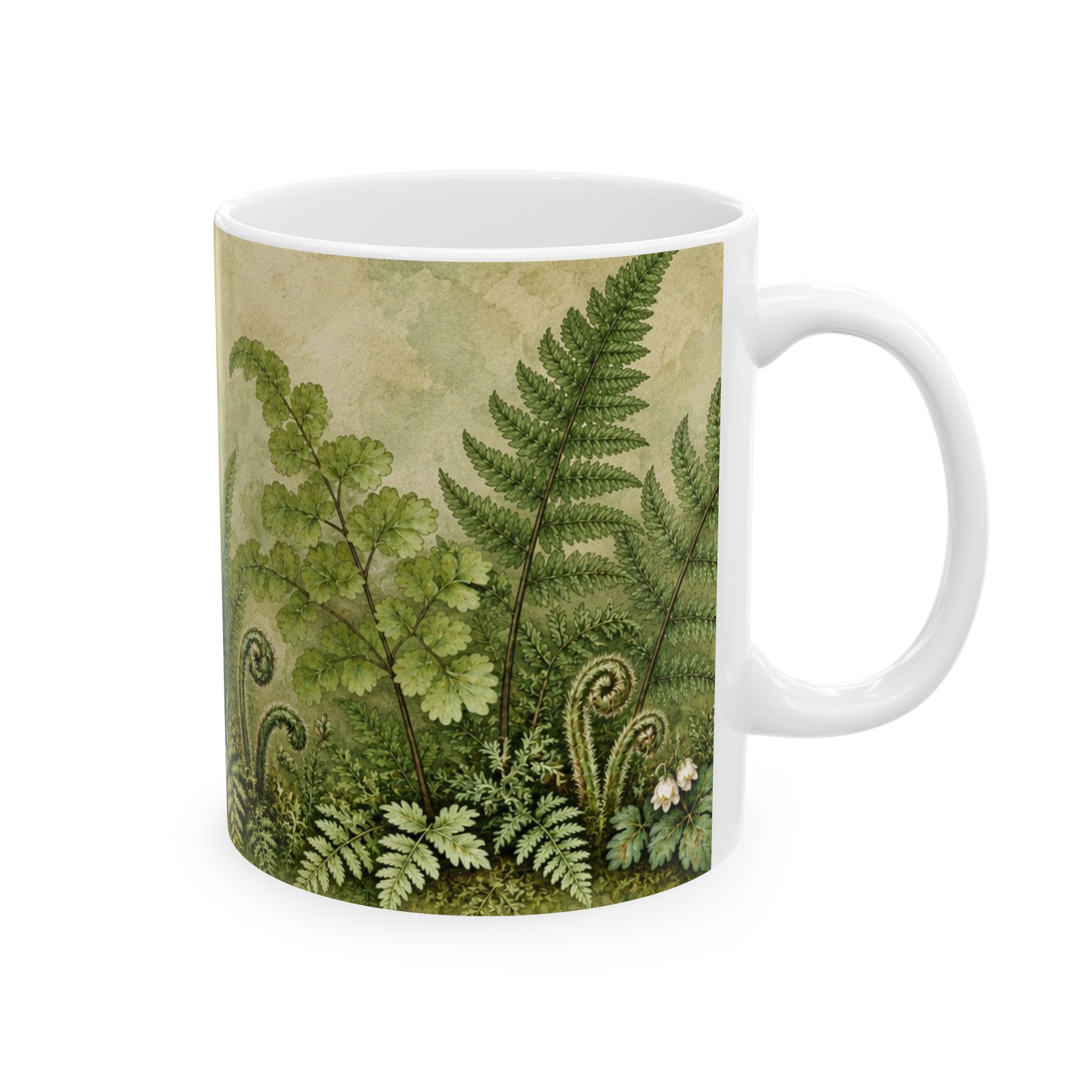 Botanical fern mug with layered woodland greenery — view 4