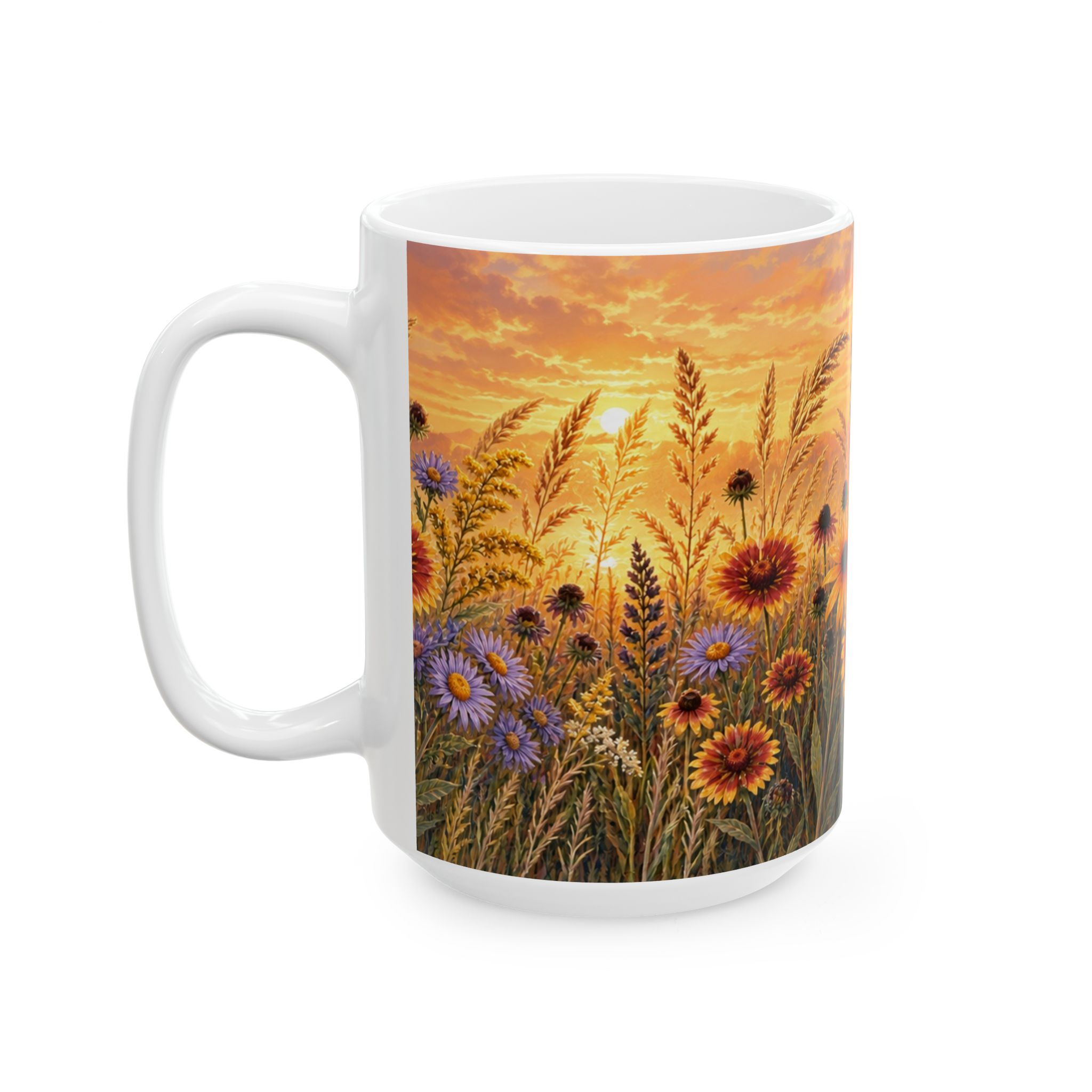 Prairie wildflower mug with black-eyed Susans, asters and grasses — view 7
