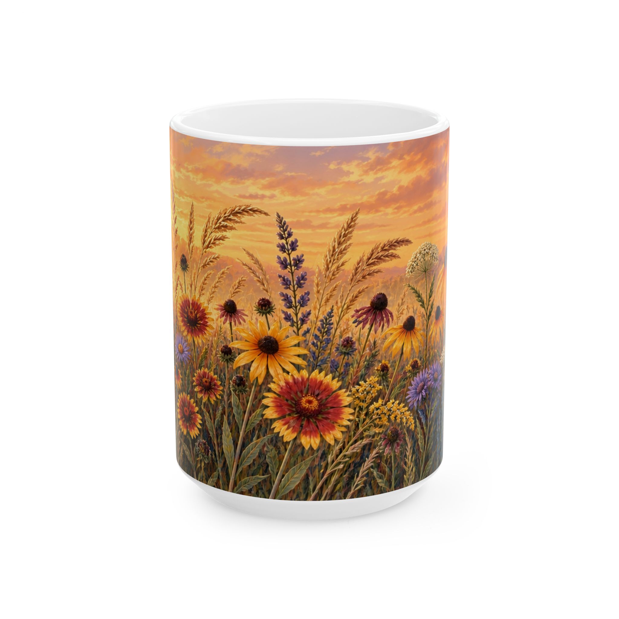 Prairie wildflower mug with black-eyed Susans, asters and grasses — view 5