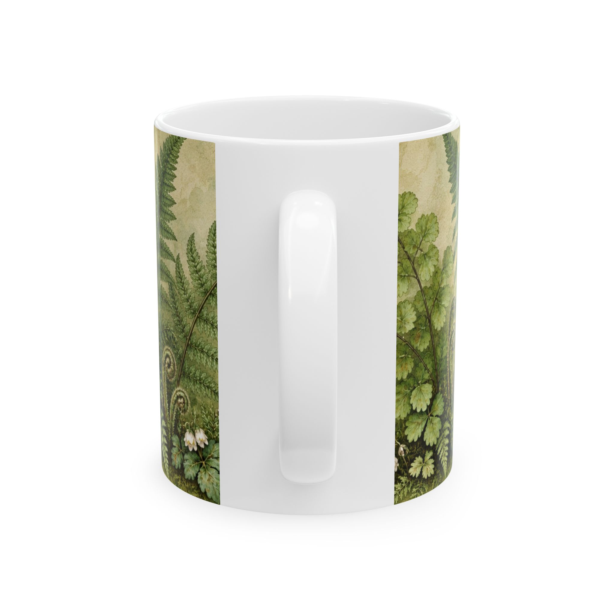 Botanical fern mug with layered woodland greenery — view 2