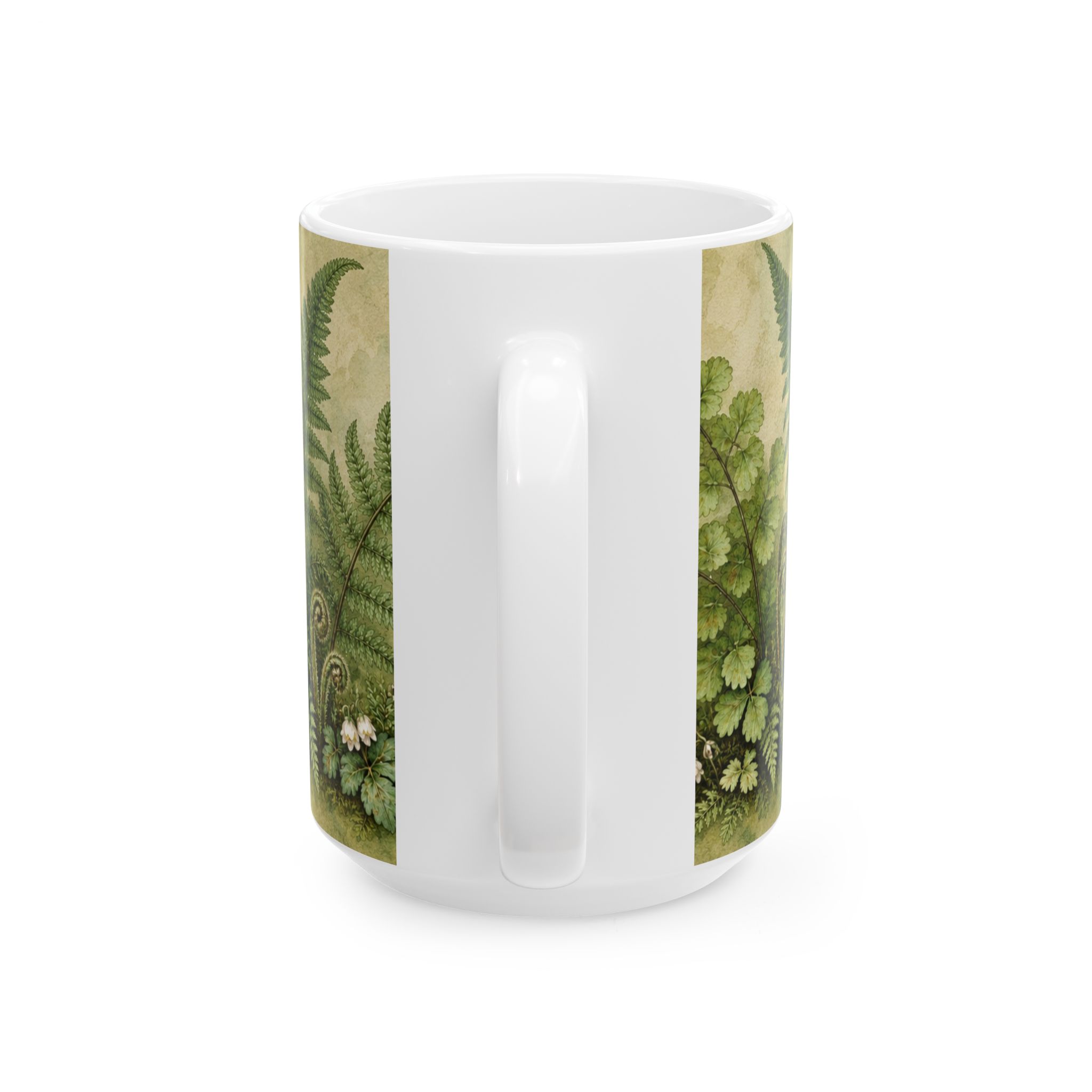Botanical fern mug with layered woodland greenery — view 6