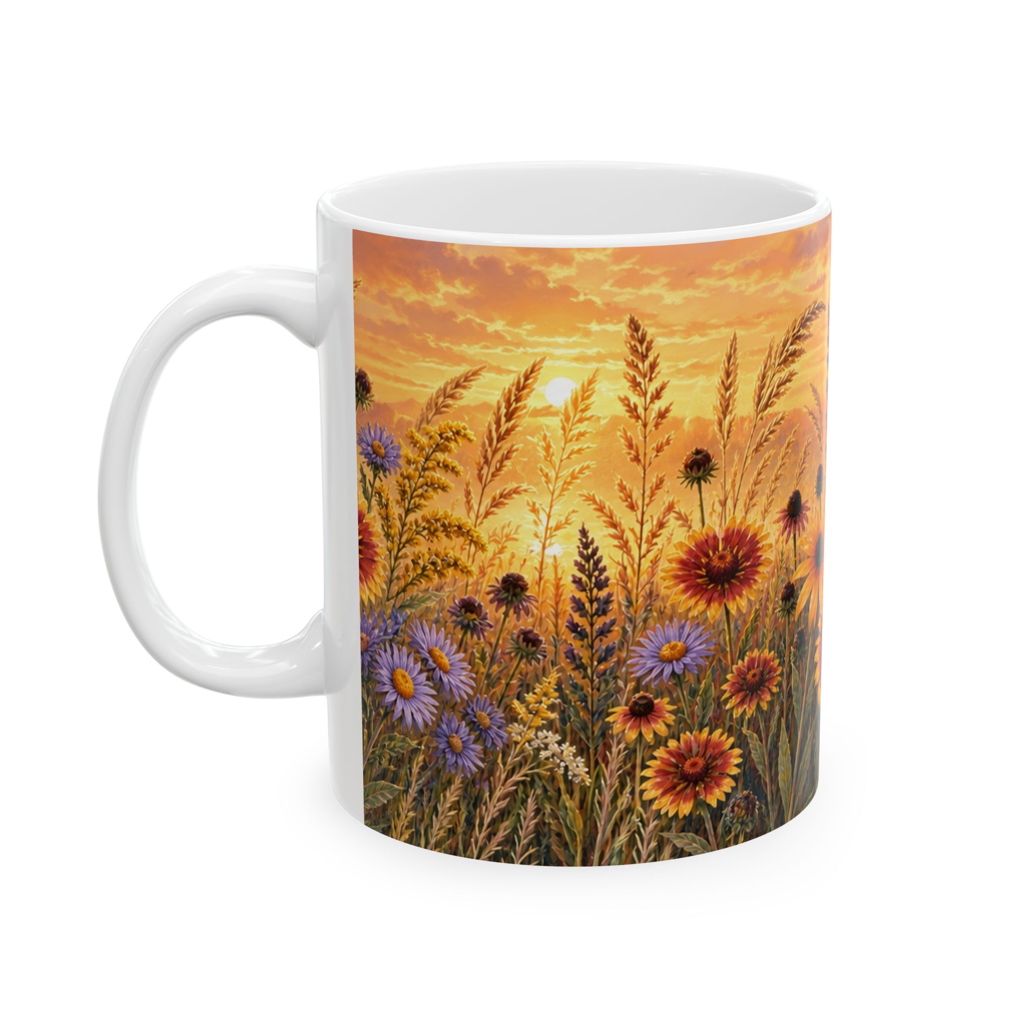 Prairie wildflower mug with black-eyed Susans, asters and grasses — view 3