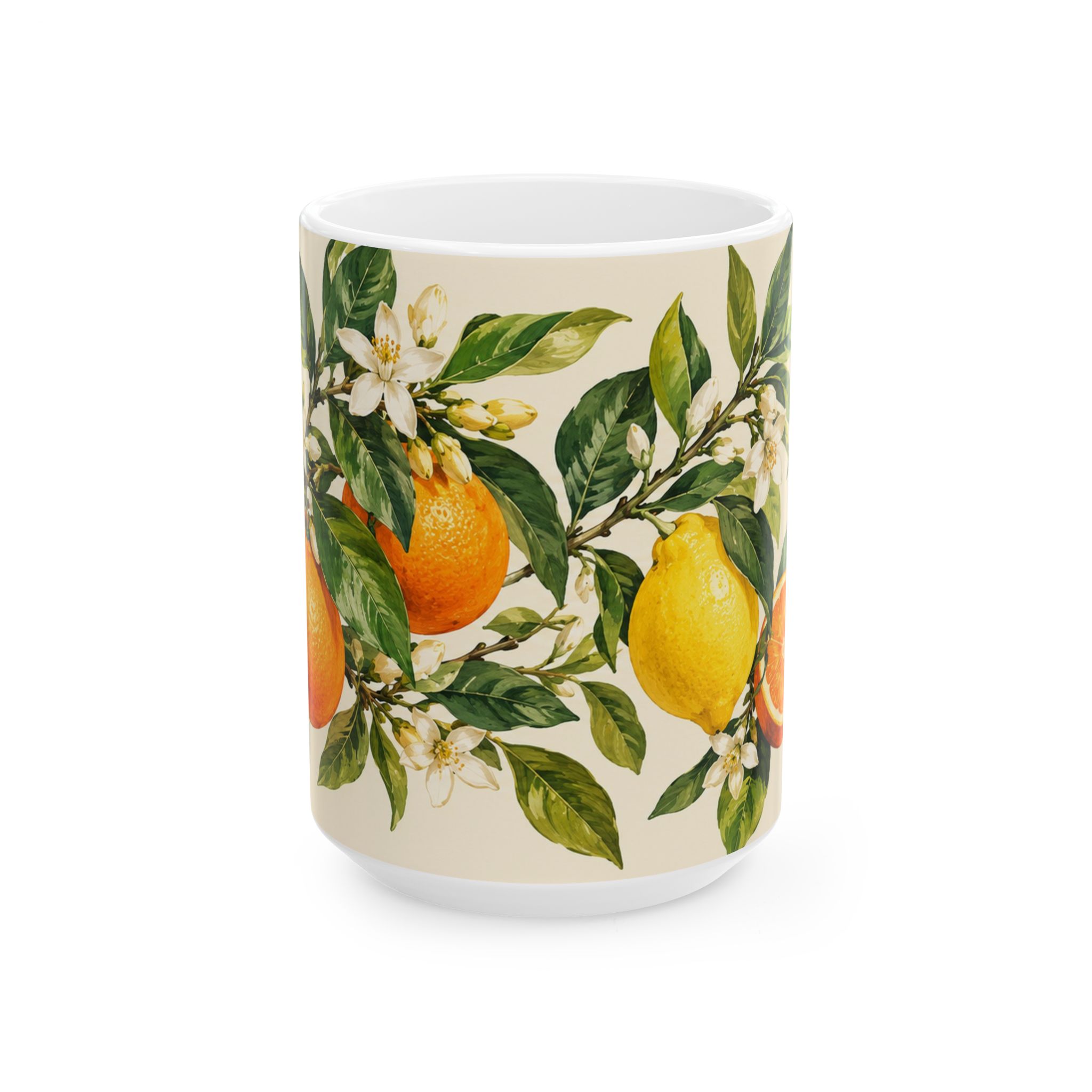 Lemon and orange citrus blossom botanical mug — view 5